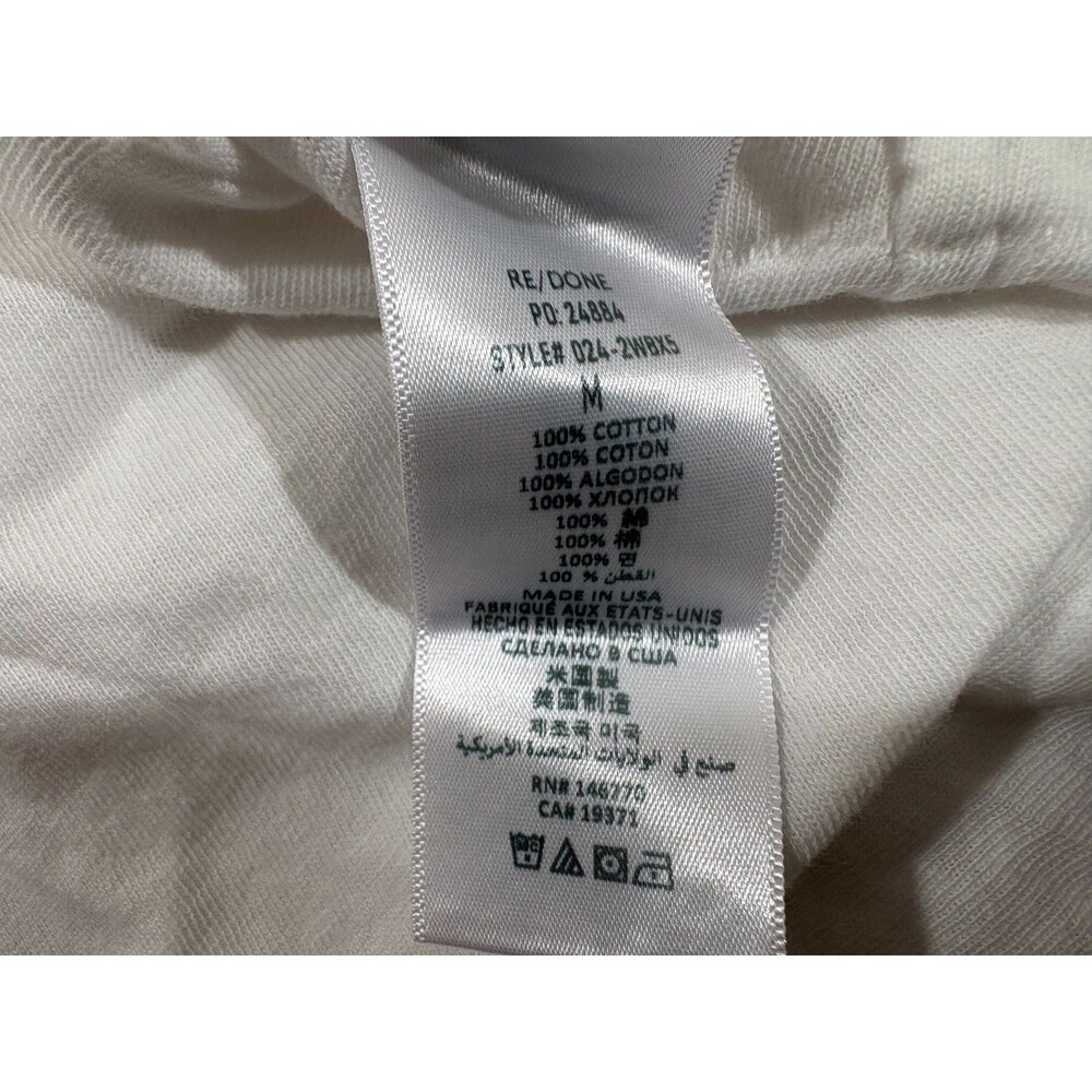 Re/Done x Hanes Shirt Womens Boxy Tee Cotton Crop White Crew Feminist Sz M USA - Picture 8 of 9